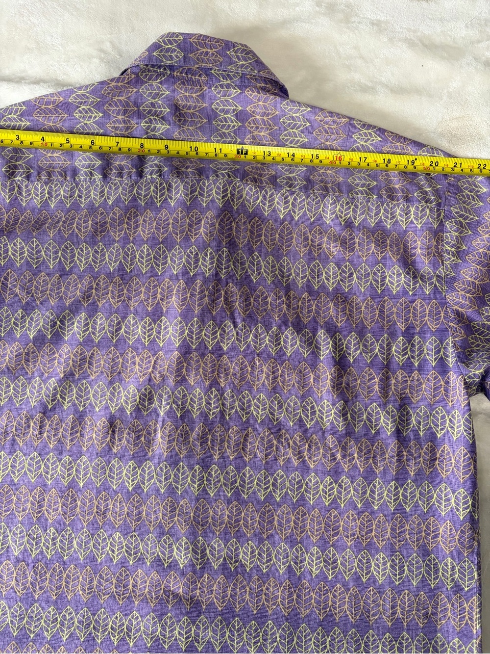 Tori Richard Honolulu Purple Leaf Print Cotton Lawn Shirt Men’s L - Picture 10 of 12